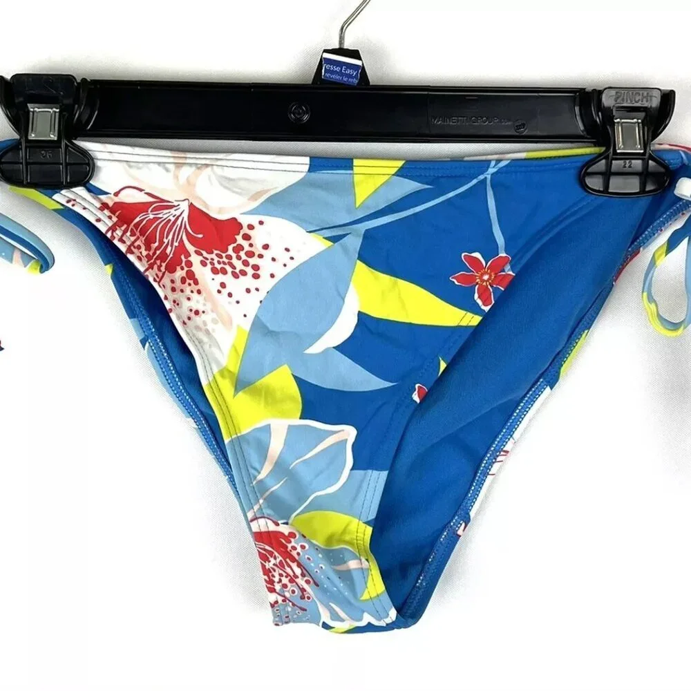 Roxy Women’s Blue Floral Side Tie Bikini Bottom Size L
